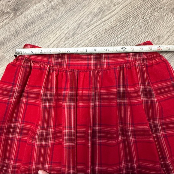 Vintage St Johns Bay Cottagecore Red Plaid Midi Cotton Skirt Corduroy Prairie M - Picture 7 of 8